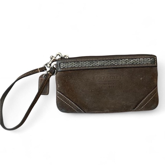 Coach Dark Brown Leather Pouch - Picture 1 of 7